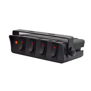 4-Gang 12V Rocker Switch Box On/Off Rocker Toggle Switch Panel Box for Auto Automotive Lights Car Marine Boat Truck Vehicles