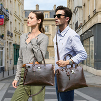 Sac à main pour ordinateur portable en cuir pleine fleur de qualité supérieure 14,2 pouces, grande capacité, style médecin, sac de bureau pour femmes et hommes avec cadre métallique