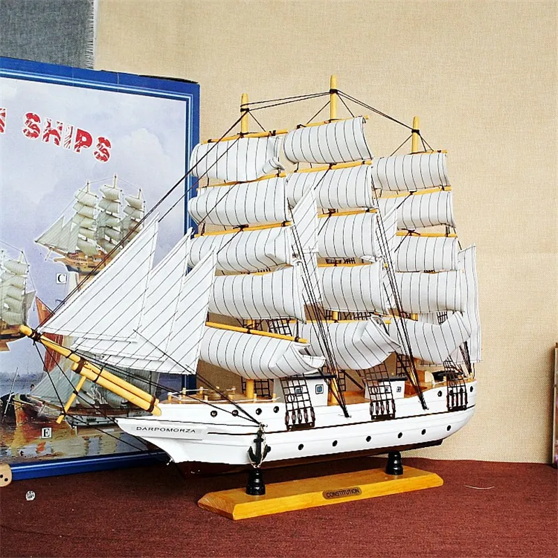 1Pc Retro In Legno Modello di Nave A Vela di Legno Modello di Barca A Vela Home Office Decorazione Barca A Vela