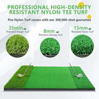 Tapis d'entraînement de golf 3 en 1 : Tapis de frappe, Fairway, Rough, Tee, Gazon d'entraînement, Intérieur/Extérieur