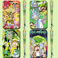 Porte-cartes rigide créatif tendance dessin animé anime avec impression par transfert thermique, cordon en polyester pour carte d'étudiant, carte de campus, carte d'employé, carte repas
