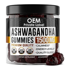 Suplemento Herbal de Ashwagandha de Marca Privada OEM para Dormir y Equilibrar el Estrés, Gomitas de Ashwagandha para Mujeres y Hombres - Product Image 1