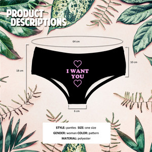 Mutandine da Donna Personalizzate OEM con Stampa Divertente 'I <span class=keywords><strong>WANT</strong></span> <span class=keywords><strong>YOU</strong></span>', Super Morbide e Senza Cuciture - Product Image 3