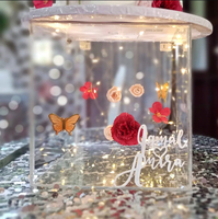 Boîte à fleurs carrée en acrylique pour cadeau d'anniversaire de vacances, taille et couleur personnalisables, découpe transparente, boîte à bouquet pour les êtres chers