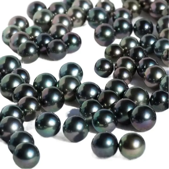 AAA GRADE NATURAL REAL GENUINE SEAWATER PEACOCK BLACK ROUND LOOSE TAHITI TAHITIAN SEA PEARLS