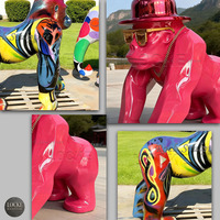 Sculpture d'animal en résine de fibre de verre grandeur nature, gorille personnalisé pour la décoration de jardin