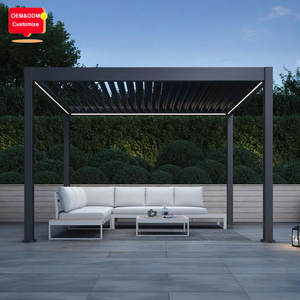 Stores motorisés d'extérieur 3x5 4x6M, conception personnalisée de la couverture de patio, idées de pergola en aluminium avec porte en verre - Product Image 4
