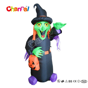 2,4m Aufblasbare Halloween-Hexe mit LED-Beleuchtung Outdoor-Gartendekoration Gruselige Aufblasbare Hexe Kürbis-Modell - Product Image 1