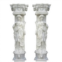Colonne en marbre de style grec et romain, femme, dame, sculptée, pour la construction de portails, utilisation de pierre