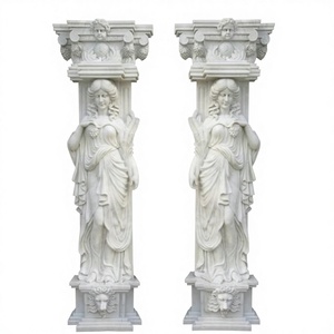 <span class=keywords><strong>Colonne</strong></span> en marbre de style grec et romain, femme, dame, sculptée, pour la construction de portails, utilisation de pierre - Product Image 1