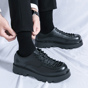 2026 New <b>Style</b> Large Size Men's Thick Soled Round <b>Head</b> Boots Height Increasing Motorcycle Boots Non-Slip Casual - Product Image 2