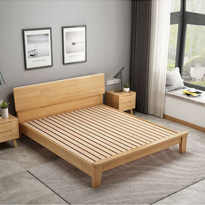 Nordic Solid Wood <strong>Bed</strong> Master Bedroom 1.8m Double <strong>Bed</strong> Small Family 1.2m Modern Simple <strong>Japanese</strong> <strong>Style</strong> 1.5 Economical Single <strong>Bed</strong> - Product Image 4