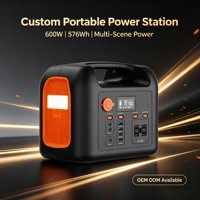 Banco de Energía Portátil de 600W para Exteriores - 576Wh, Compacto y Ligero para Camping y Uso de Emergencia, Logotipos Personalizables