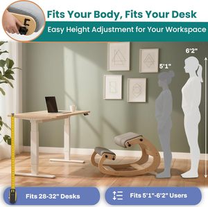 Sedia Ergonomica Regolabile in Altezza, <span class=keywords><strong>Sgabello</strong></span> Oscillante in Legno con Seduta Imbottita Confortevole - Product Image 4