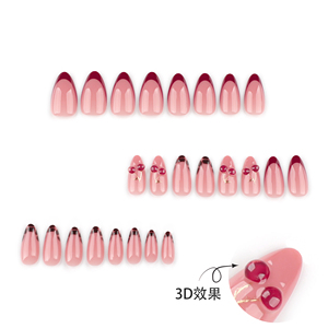 Dropshipping 24 pièces de <span class=keywords><strong>faux</strong></span> <span class=keywords><strong>ongles</strong></span> classiques en PMMA, paillettes dorées, <span class=keywords><strong>cerise</strong></span>, forme amande courte, <span class=keywords><strong>faux</strong></span> <span class=keywords><strong>ongles</strong></span>, <span class=keywords><strong>ongles</strong></span> artificiels, personnalisables 4050 - Product Image 3