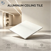 Panneau de plafond en aluminium blanc brillant, carrelage de plafond carré en métal minimaliste, faux plafond en aluminium lisse, moderne, pour bureau, hôtel