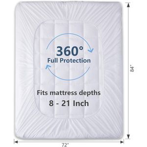 Protector de Colchón Acolchado Personalizado <span class=keywords><strong>para</strong></span> Todas las Estaciones, Lavable a Máquina, con Cubierta Superior Refrescante, <span class=keywords><strong>para</strong></span> Cama de 8-21 Pulgadas, 450 GSM, 72x84, Blanco - Product Image 4