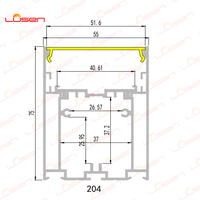 Lampe linéaire murale de plafond personnalisée Lvsen Série 6000 55x75mm Profil de bande en aluminium encastré Couvercle en PC LED Série 6000 Profil LED