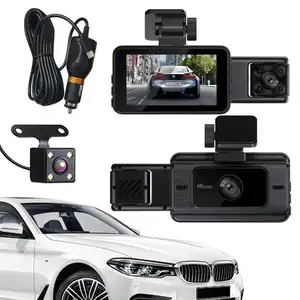 كاميرا داش للسيارة لتسجيل 360 درجة لركن السيارة بدقة 4K أمامية وخلفية 1080P مسجل فيديو بشاشة IPS بعدسات من نوع ثلاثة