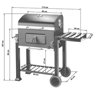 Grill <span class=keywords><strong>Barbecue</strong></span> <span class=keywords><strong>a</strong></span> <span class=keywords><strong>Carbone</strong></span> Grande in Metallo per Giardino e Patio, Affumicatore da Esterno - Product Image 4