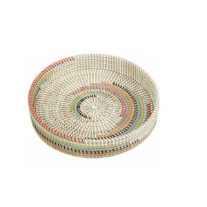 Plateau en jonc de mer tissé, corbeille ronde, tressée, naturelle, écologique, fait au Vietnam, nouvelle collection - Product Image 2