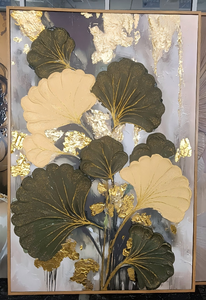 Grande <span class=keywords><strong>Peinture</strong></span> à l'Huile sur Toile Texturée de Luxe avec Motif Floral Ginkgo pour Salon <span class=keywords><strong>Moderne</strong></span> - Product Image 6