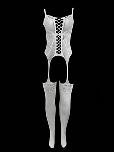 Sexy lingerie bodystocking, verleidelijke doorschijnende bodystocking met open kruis, sexy jumpsuit voor de club. - Product Image 6