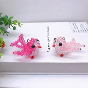 Llaveros al por mayor de cuentas de plástico multicolor, llaveros de coche personalizables con cuentas acrílicas transparentes de dibujos animados, dijes de bolso hechos a mano, llaveros de pájaros bonitos - Product Image 3