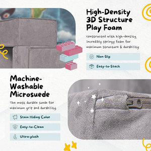 Canapé modulable éducatif pour enfants, 9 pièces, assise en mousse haute densité avec accoudoirs, pour les enfants de 3 ans et plus - Product Image 3