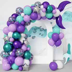 Party Supplies Purple Balloons Mermaid Tail For Birthday Party Arch Balloons Decoration Set