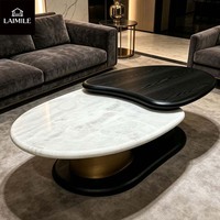 Table basse moderne en pierre irrégulière avec base en métal, pièce maîtresse luxueuse pour salon, mobilier de maison, prend en charge l'OEM/ODM