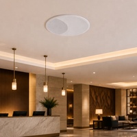 Haut-parleur de plafond 6,5 pouces avec amplificateur intégré, cône en plastique PP, grille magnétique blanche, étanche IPX-4/IPX-6, télécommande