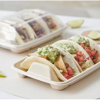 Boîtes à tacos en bagasse de canne à sucre biodégradables, jetables, micro-ondables et recyclables de haute qualité avec couvercle pour la restauration