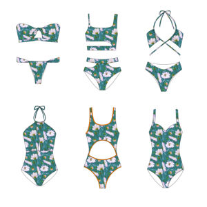 DS ملابس السباحة النسائية حجم كبير فستان جديد مطبوع ومغطى ملابس سباحة بخصر عال - Product Image 5