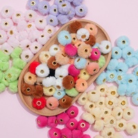Perles en peluche boule moelleuse, perles intercalaires suspendues de 20 mm à trous droits, parfaites pour la fabrication de breloques de téléphone et de bijoux DIY