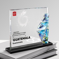 Plaque en verre cristal personnalisée, trophée sur mesure avec design couleur, sculpture gravée, récompense commémorative pour réunion annuelle