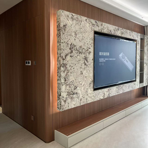 Hiện đại tấm TV tính năng tường | sang trọng mô hình bằng đá cẩm thạch với gỗ & thép điểm nhấn - Product Image 6