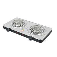 Placa Calefactora Eléctrica Doble de 2000W y 150mm, de Acero Inoxidable, 68mm de Grosor, Portátil, para Cocina y Camping