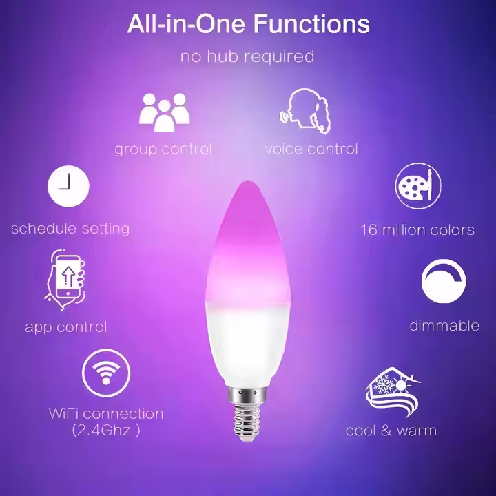 CFP Sécurité - Confezione Da 5 Lampadine Led Smart Wifi E14 Rgb+cct - R9075-5pack - Woox