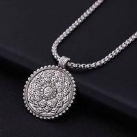 Collier pendentif Myshape en argent vintage, style sportif, religieux, spirituel, chakra, yoga, avec chaîne en acier inoxydable