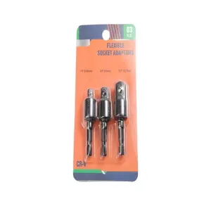 Hot Wholesale 3pcs Black CRV Chrominum Vanadium Steel Universal Socket Adaptor Set With Blister Package