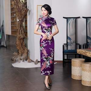 Venta al por mayor para fabricantes: Nuevo vestido <span class=keywords><strong>Cheongsam</strong></span> vintage <span class=keywords><strong>de</strong></span> primavera-verano con estampado Paisley, talla grande, corte entallado y efecto adelgazante. - Product Image 3