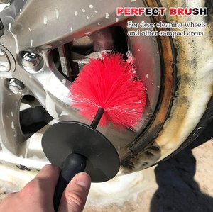 <span class=keywords><strong>Brosse</strong></span> rouge polyvalente à poils longs et souples <span class=keywords><strong>pour</strong></span> moyeu de voiture Brosses de nettoyage des pneus <span class=keywords><strong>pour</strong></span> le nettoyage des roues automobiles. - Product Image 4