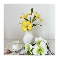 QYY XUANCAO 3 Blumen 2 Knospen Langstieliger Künstlicher Sternblumen-Lilienstrauß mit 3 Tigerlilien-Köpfen für Hochzeits- und Partydekoration