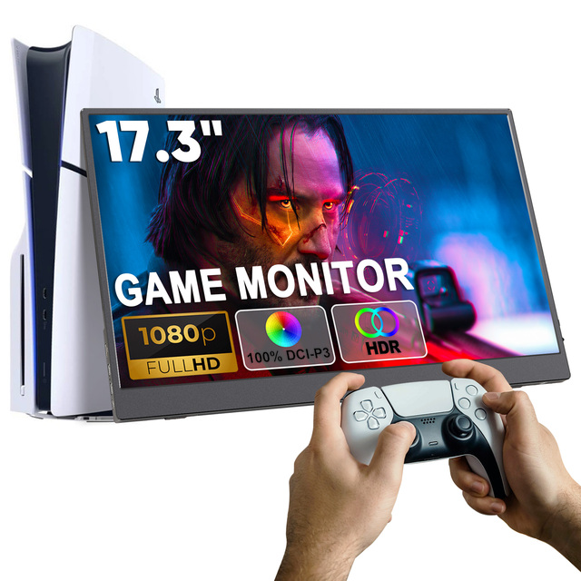SIBOLAN 17.3 Inch 1080P USB-C Gaming Cheap Monitor Portable LCD Dual Screen Extender HD Laptop Portable Display for Notebook