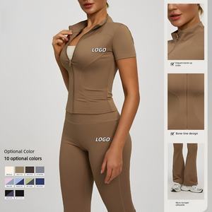 Ensemble de yoga haut de gamme pour femme, 2 pièces, ultra doux, taille haute, avec contrôle du ventre, leggings de sport effet push-up, extensible dans les 4 sens - Product Image 1