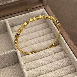 Gold Plated Beaded <b>Bracelet</b> <b>Ball</b> Shape Women's Jewelry Gift Zinc Alloy GS004 - Product Image 3