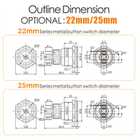 Interrupteur à bouton-poussoir LANBOO série 22B pour hotte de cuisine, plat, sans LED, courant élevé 7A