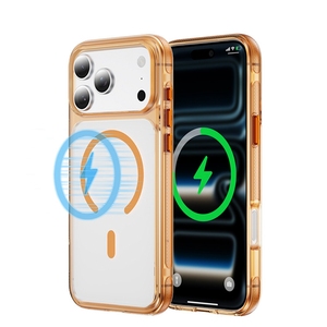 Coque de protection magnétique rigide en acrylique transparent avec cadre couleur macaron pour iPhone Apple 17 Pro Max 16 15 14 - Product Image 1