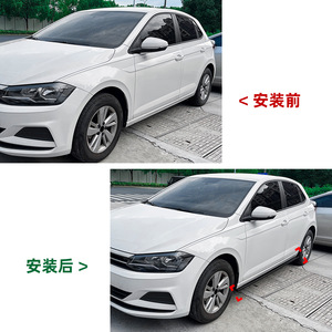 Volkswagen Polo MK6 Side Skirts Piano Black Carbon Fiber Texture ABS Body Kit 2018+ Car Modification - Product Image 4